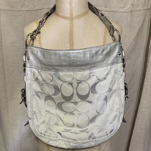 Coach Silver and White Shoulder Bag